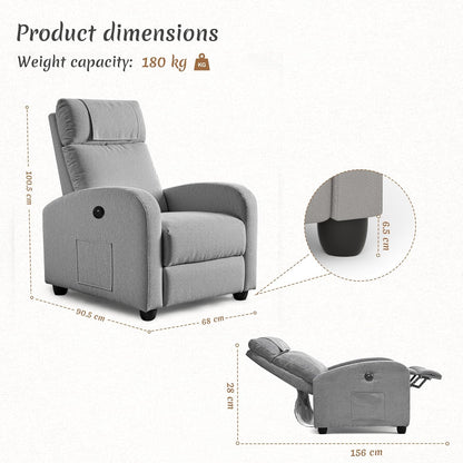 <font dir="auto" style="vertical-align: inherit;"><font dir="auto" style="vertical-align: inherit;">        Relaxation armchair, TV chair, leisure chair with USB and Type-C charging ports, adjustable backrest and footrest, single chair for living room, be