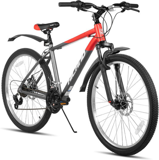 Hiland Mountainbike, 27,5 inch, 18 versnellingen, verende vork, aluminium frame, schijfrem voor mannen en vrouwen, MTB oranje fiets