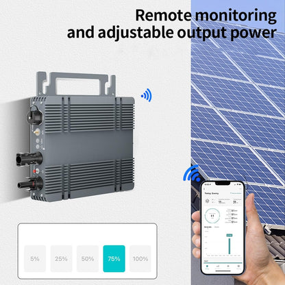 200W MPPT Eenfase Zonne-net Micro-omvormer Hoge Sterkte Aluminiumlegering IP66 Waterbestendig Intelligente Controle met APP voor Omgekeerde Schade Uitstekende Warmtedissipatie