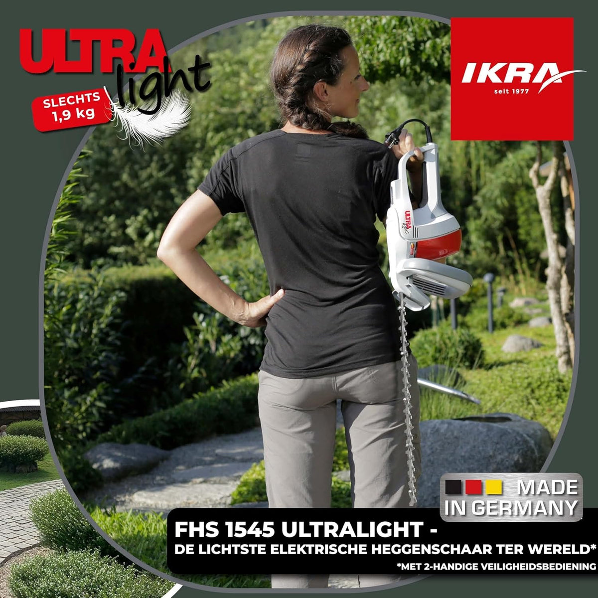 IKRA Elektrische Heggenschaar FHS 1545 Ultralight, snijlengte 45 cm, 1,9 kg
