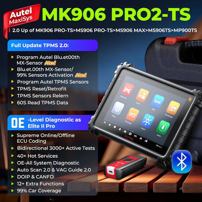 Autel MaxiCOM MK808K-BT OBD2 diagnoseapparaat auto: bidirectioneel zoals MK900-BT MK808BT Pro, upgrade van MX808S MK808S MK808BT autodiagnoseapparaat auto, 28+ dienst, alle systemen, Android 11, BT506