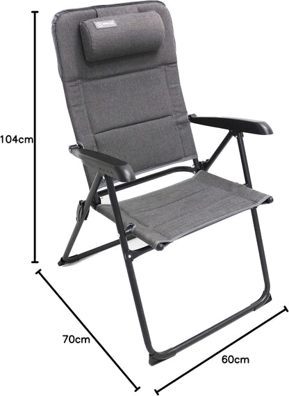 Homecall Folding garden camping chair with textilene padded with quick dry foam grey backrest adjustable, Olefin Grey