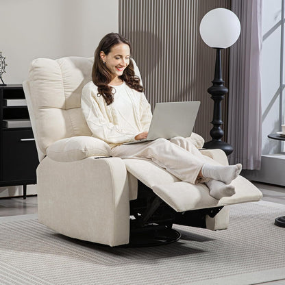HOMCOM Relaxstoel, televisiestoel met ligfunctie, ligstoel, stoel met verstelbare rugleuning, voetensteun, relaxstoel met linnenlook voor woonkamer, slaapkamer, beige