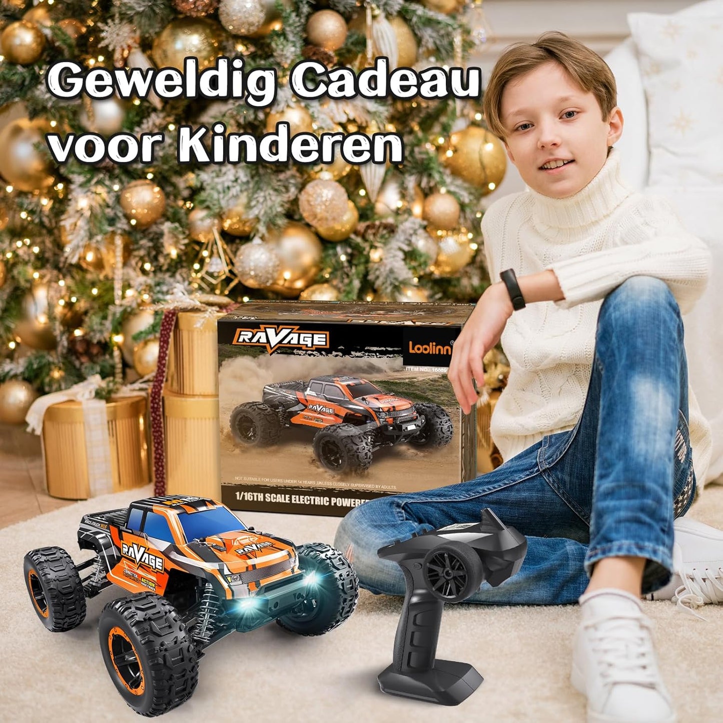 Loolinn | RC Auto - Hobby Klasse, Vrij Duurzaam, Schaal 1:16, Topsnelheid 30 km/h, Verstelbare Snelheid, Klaar voor Gebruik - Bestuurbare Auto voor Volwassen en Kinderen (Cadeau-idee)
