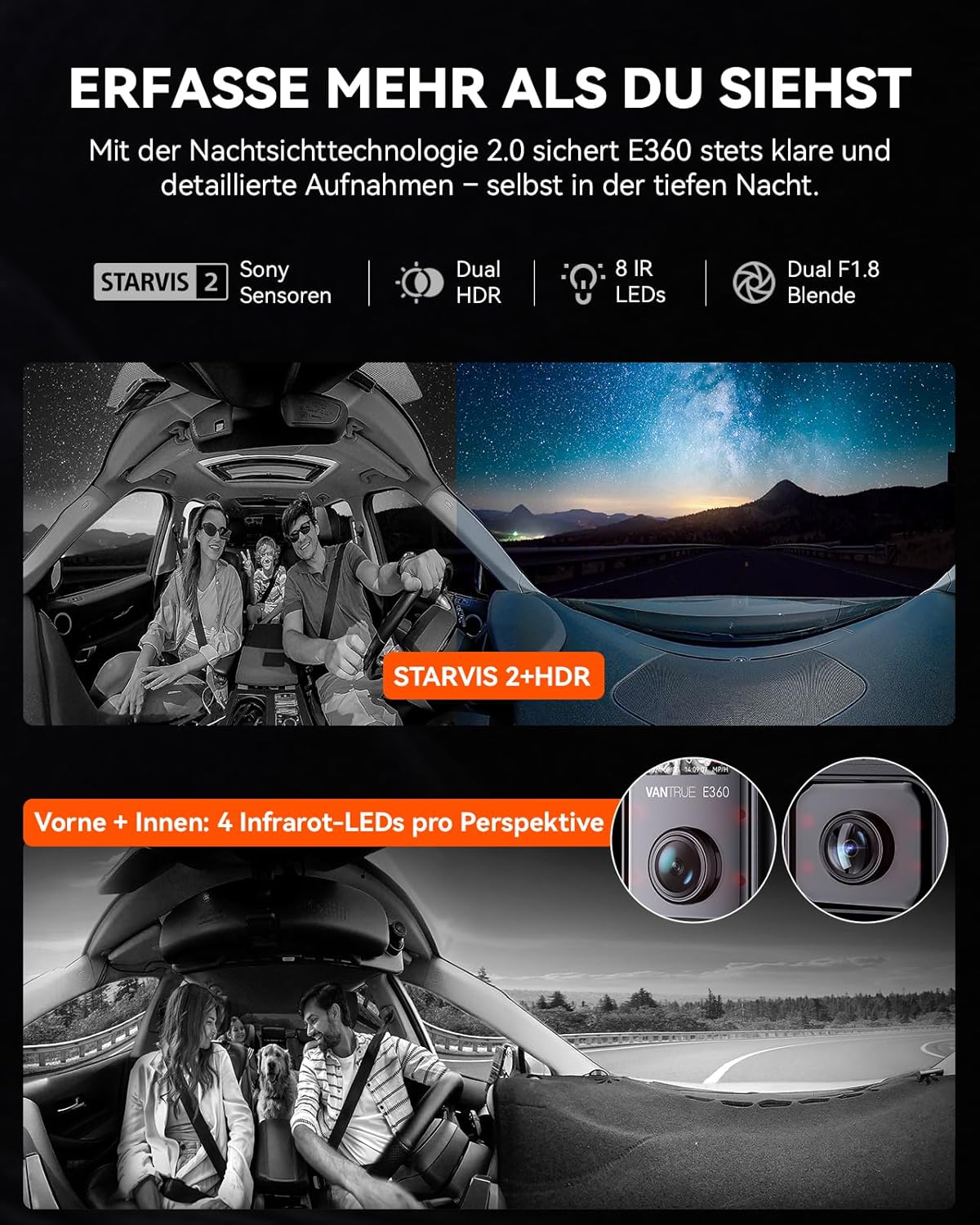 Dashcam – Autocamera – Auto Camera – Rijcamera – Rijregistratie Camera – 3-Kanaals 5.2K Panorama + 1944P – Dubbel STARVIS 2 HDR Nachtzicht