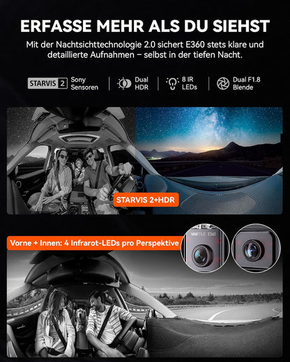 Dashcam – Autocamera – Auto Camera – Rijcamera – Rijregistratie Camera – 3-Kanaals 5.2K Panorama + 1944P – Dubbel STARVIS 2 HDR Nachtzicht