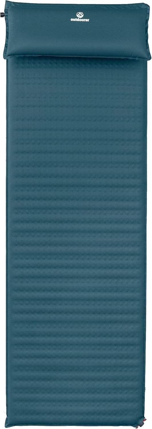 outdoorer XXL Trek Bed Flex Isolatiemat, echte zelfopblaasbare slaapmat met kussen, trekkingmat en campingmat met hoge isolatie tot -11 °C, antislip en waterdichte bodem