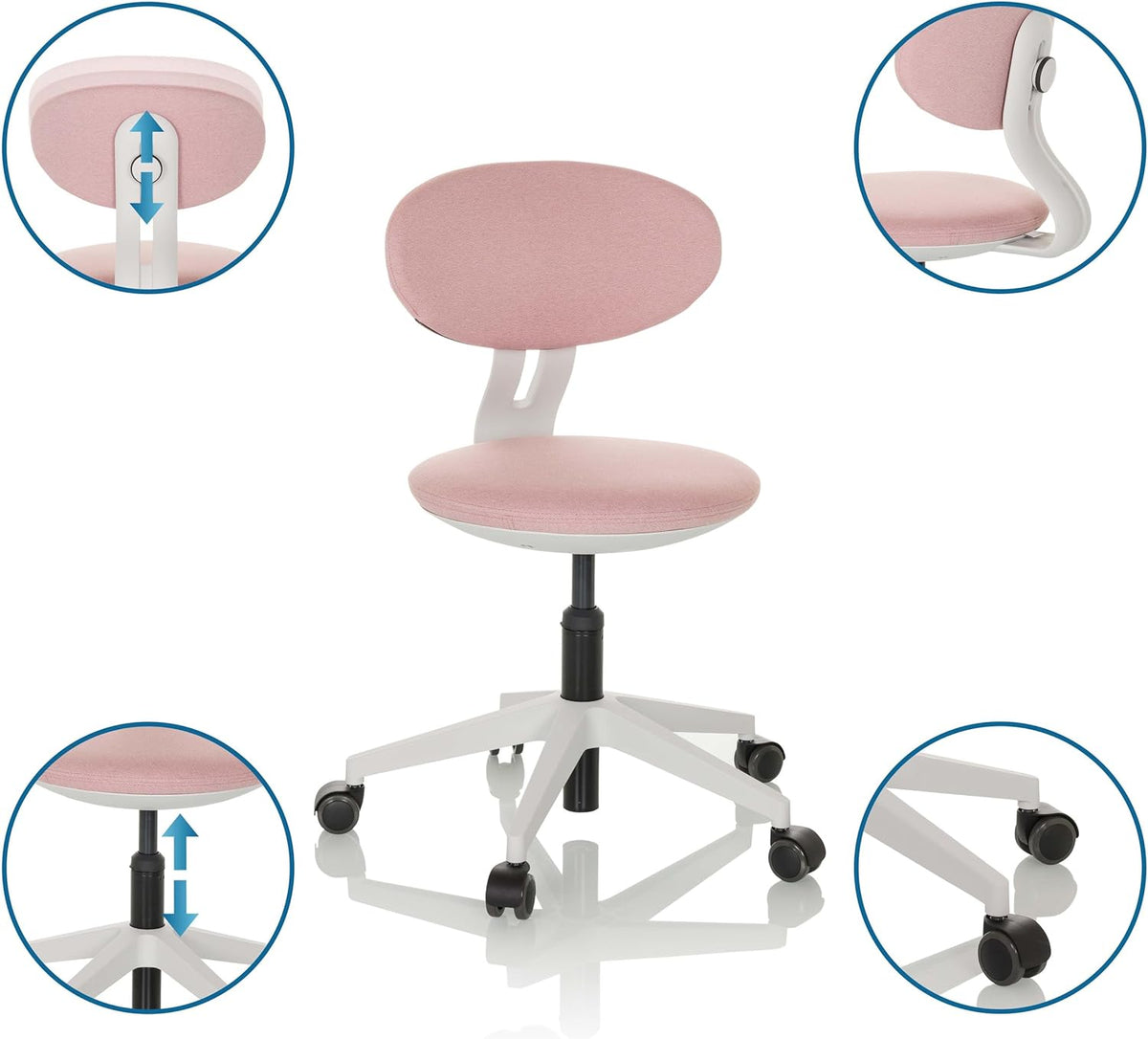 hjh OFFICE Kinder bureaustoel MINIMOVO Stof Roze