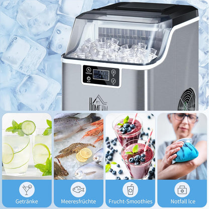 IJsblokjesmachine – IJsblokjesmaker – IJsbereider – Ijsmachine – IJsproducent – Tot 20 kg ijs per 24 uur – RVS behuizing met LCD-display