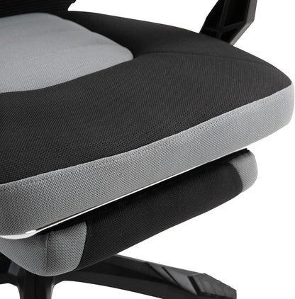 Vinsetto Bureaustoel, gamingstoel, in hoogte verstelbaar, rugleuning met zwenkwielen, voetsteun, netstof, 58 x 63 x 112-122 h cm, grijs/zwart