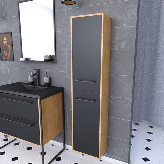 Aurlane PACM092 Structura P092 badkamerzuil, zwart/eiken bruin