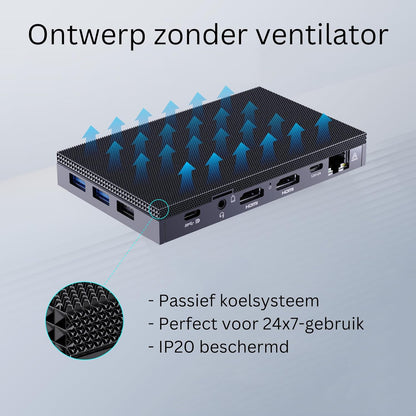 Orbsmart AW-16L Mini-PC Win11 Pro Desktop-PC, computer, Micro-PC, ventilatorloos, energiebesparend (Intel N150 CPU, 16 GB RAM, 512 GB SSD, USB-C, WiFi 6) Duitse fabrikant