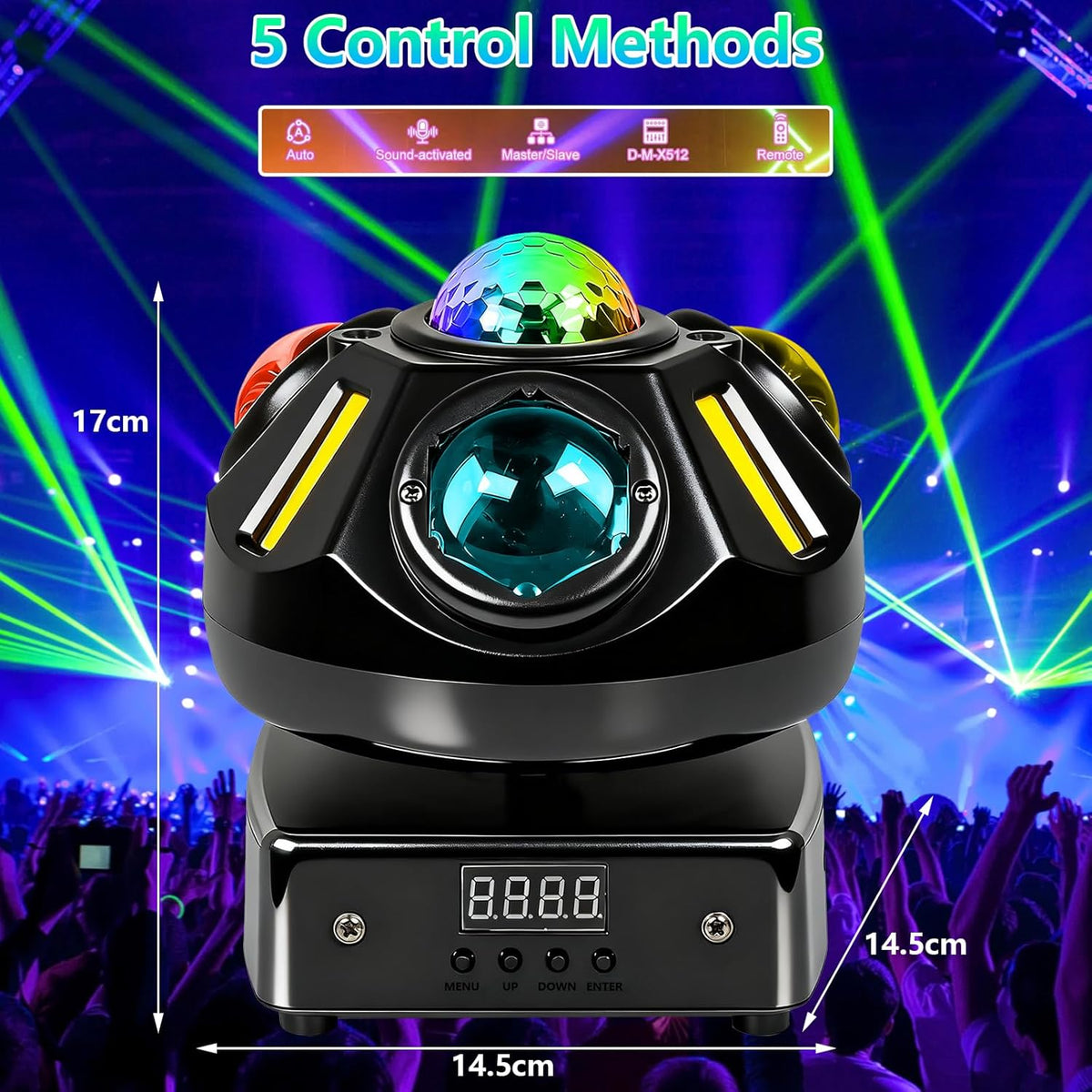 Moving Head LED 60W Beam Disco Light Partylict 21CH Stage Light Disco Light for Party Cellar Wedding Club (Spherical Shape) - QUORE