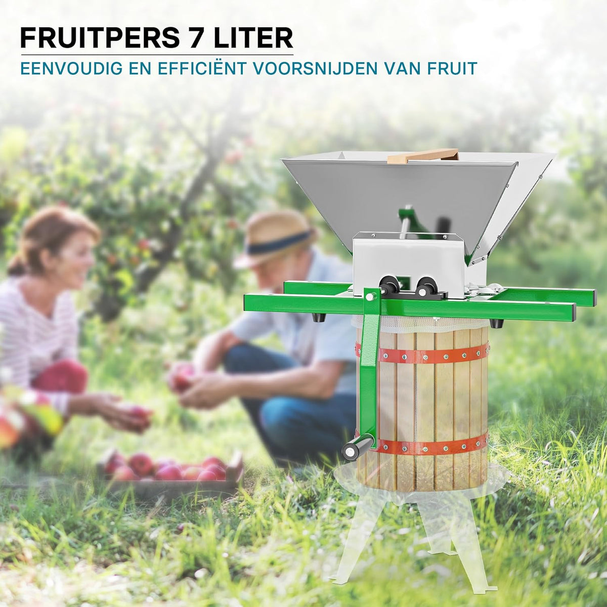 Wiltec fruit shredder met 7 liter trechter en handslinger, fruithakselaar makkelijk te reinigen, handmatige sappers
