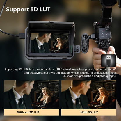 Cameramonitor – Videomonitor – Field Monitor – HDMI Monitor – Camerascherm – 6 Inch Full HD Touchscreen met Rig Cage – 2000 cd/m² Helderheid en 4K HDMI In/Uit