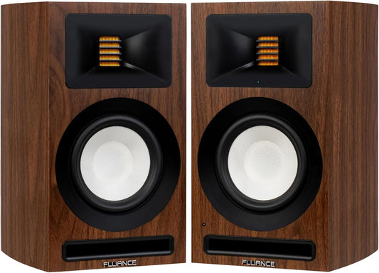 Fluance Ri71 Reference stereo aangedreven boekenplankluidsprekers met hoogwaardige AMT-tweeters, 5 inch drivers, 120 W versterker voor muziek, draaitafel, tv, pc - HDMI, Bluetooth, RCA en