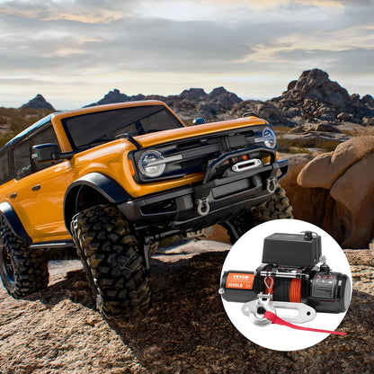 VEVOR Electric Winch, 6000 Lbs Truck Trailer Winch, 12V DC 1/4" x 55ft Synthetic Rope Aluminum Fairlead Wireless&Wired Remote Control, IP55 Waterproof Tow for Off Road SUV ATV UTV