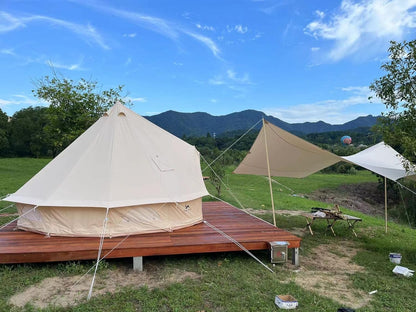TOMOUNT Klockentent 3 m, 4 m, glamping tent voor 3-6 personen, katoen, familietent, campingtent, tipi-tent, piramidetent voor groepen, gezinnen, outdoor, camping, feesten
