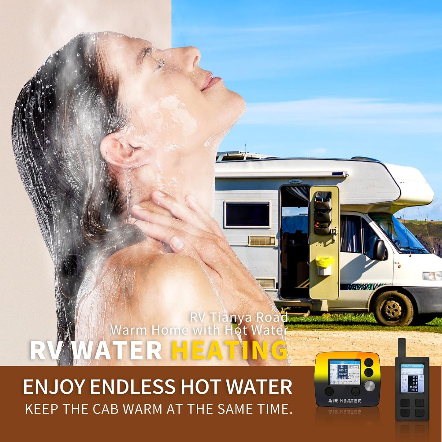 Standkachel Diesel 12V – Dieselverwarming – Dieselkachel Camper – Garageverwarmer – Werkplaatskachel – 7 kW Dual Lucht- en Waterverwarming – Bidirectionele Afstandsbediening Met LCD-Display
