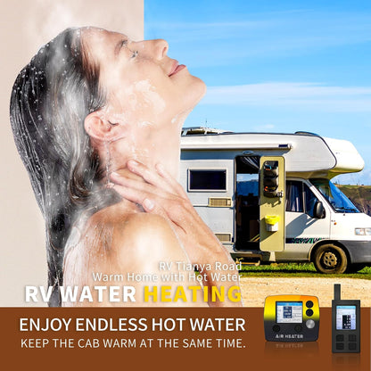 Standkachel Diesel 12V – Dieselverwarming – Dieselkachel Camper – Garageverwarmer – Werkplaatskachel – 7 kW Dual Lucht- en Waterverwarming – Bidirectionele Afstandsbediening Met LCD-Display