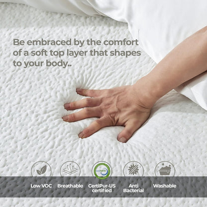 Traagschuim Matras – Memory Foam Matras – Slaapschuim – Eenpersoonsmatras – Gel Matras – 90 x 200 cm – Verkoelende Gellaag – Drukontlasting & Bewegingsisolatie