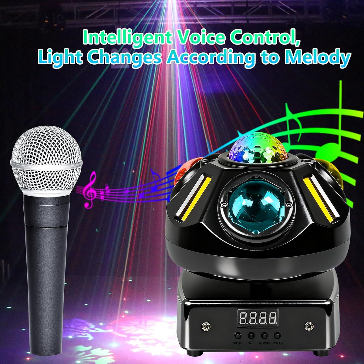 Moving Head LED 60W Beam Disco Light Partylict 21CH Stage Light Disco Light for Party Cellar Wedding Club (Spherical Shape) - QUORE
