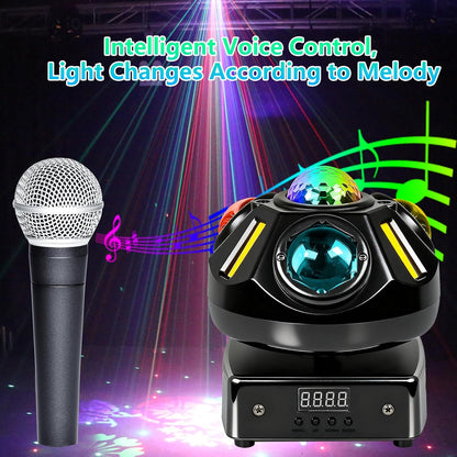 Moving Head LED 60W Beam Disco Light Partylict 21CH Stage Light Disco Light for Party Cellar Wedding Club (Spherical Shape) - QUORE
