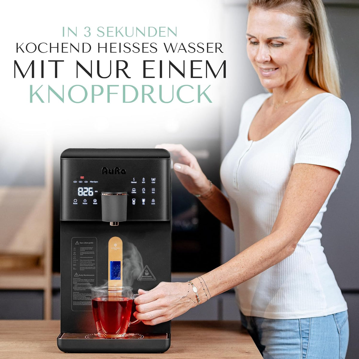 AuRa Osmosis Plant Drinking Water [6L] - Pure Water Filter Hot Water Dispenser & Hydrogen Water Dispenser, Reverse Osmosis System with Tank | Osmosis Water Dispenser for Home or - QUORE