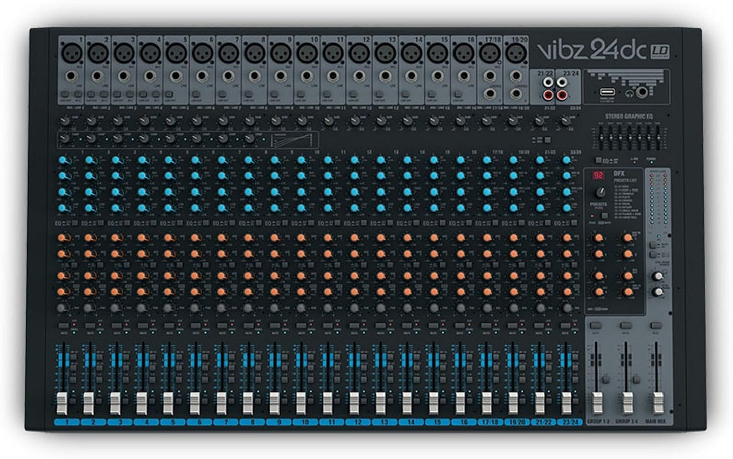 LD Systems VIBZ 24 DC compacte mixer 24 kanaals met DFX en compressor