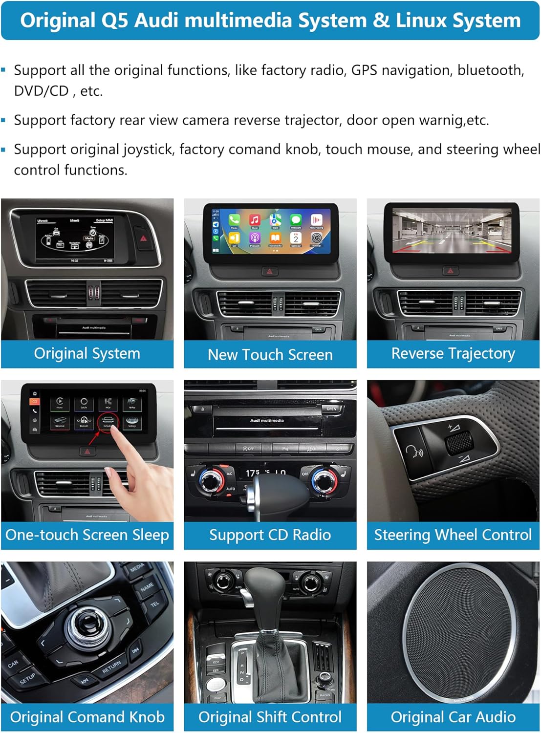 Autoradio Audi Q5 – Multimedia Systeem – Carplay Radio – Navigatie Systeem – Touchscreen Display – 12,3 Inch Scherm – Draadloze Apple CarPlay & Android Auto