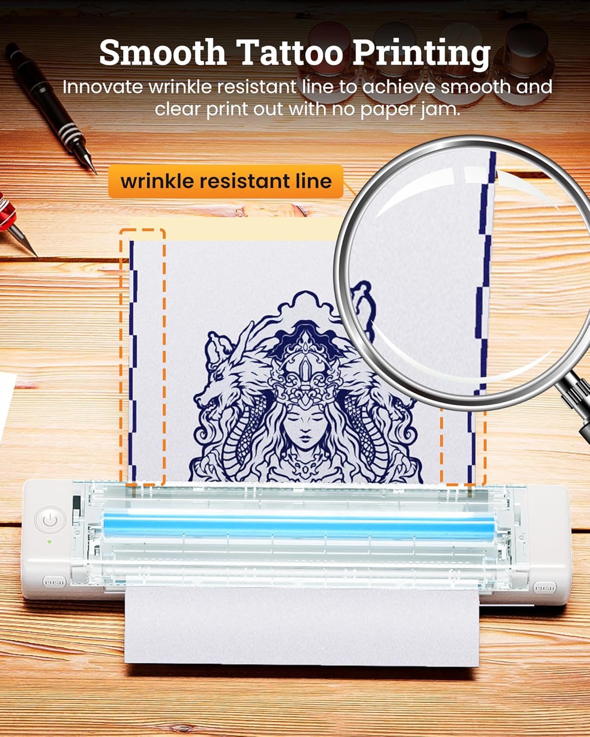 Tattoo Stencil Printer – Tattoo Printer – Sjabloonprinter – Tattoo Transfer Printer – Tattoo Overzetprinter – Anti-Kreuk Technologie – Bluetooth & USB Connectie