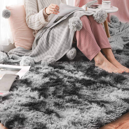 vloerkleden, pluizige tapijten voor in de slaapkamer, vloermatten, anti-slip woonkamertapijten, shaggy pluche tapijten voor de woonkamer, woondecoratie (250 * 300 cm, zwart grijs)