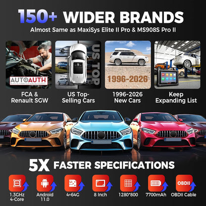 OBD2 Scanner – Autodiagnoseapparaat – Foutcodelezer – TPMS Scanner – Diagnose Tool – Bidirectionele Test – 28 Servicefuncties