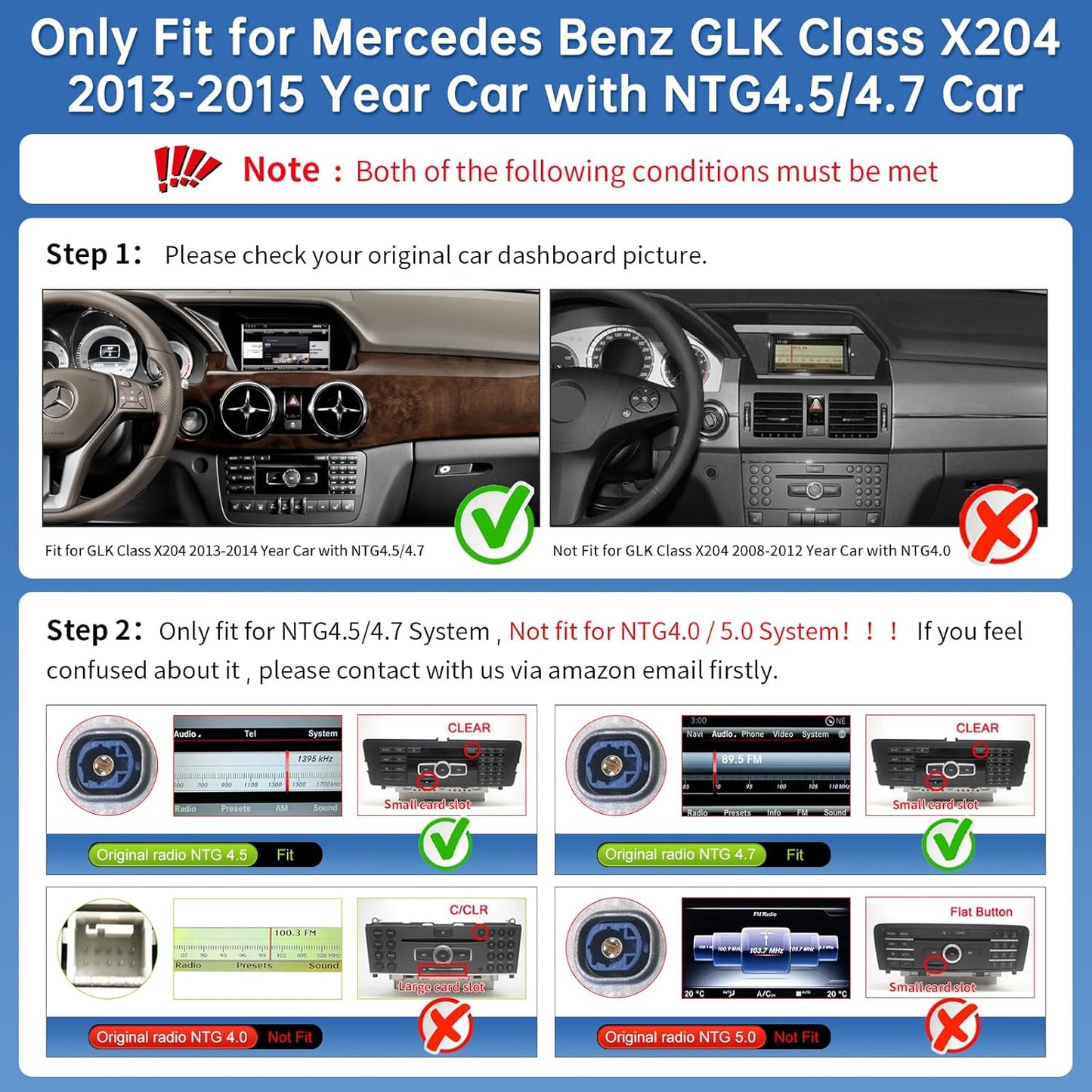 Road Top CarPlay Scherm, 12,3 inch ultrasmal Car Radio Touchscreen voor Mercedes Benz GLK klasse X204 met NTG4.5/4.7 Systeem (2013-2015 jaar), Car Stereo Compatibel met CarPlay/Android Auto