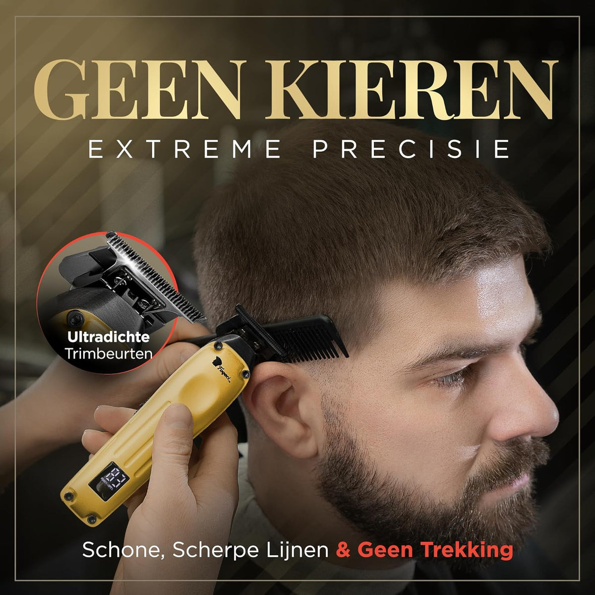 Tondeuse Goudkleurig – Trimmer – Baardtrimmer – Haartrimmer – Contourtrimmer – Borstelloze Motor – Zero Gap Messen