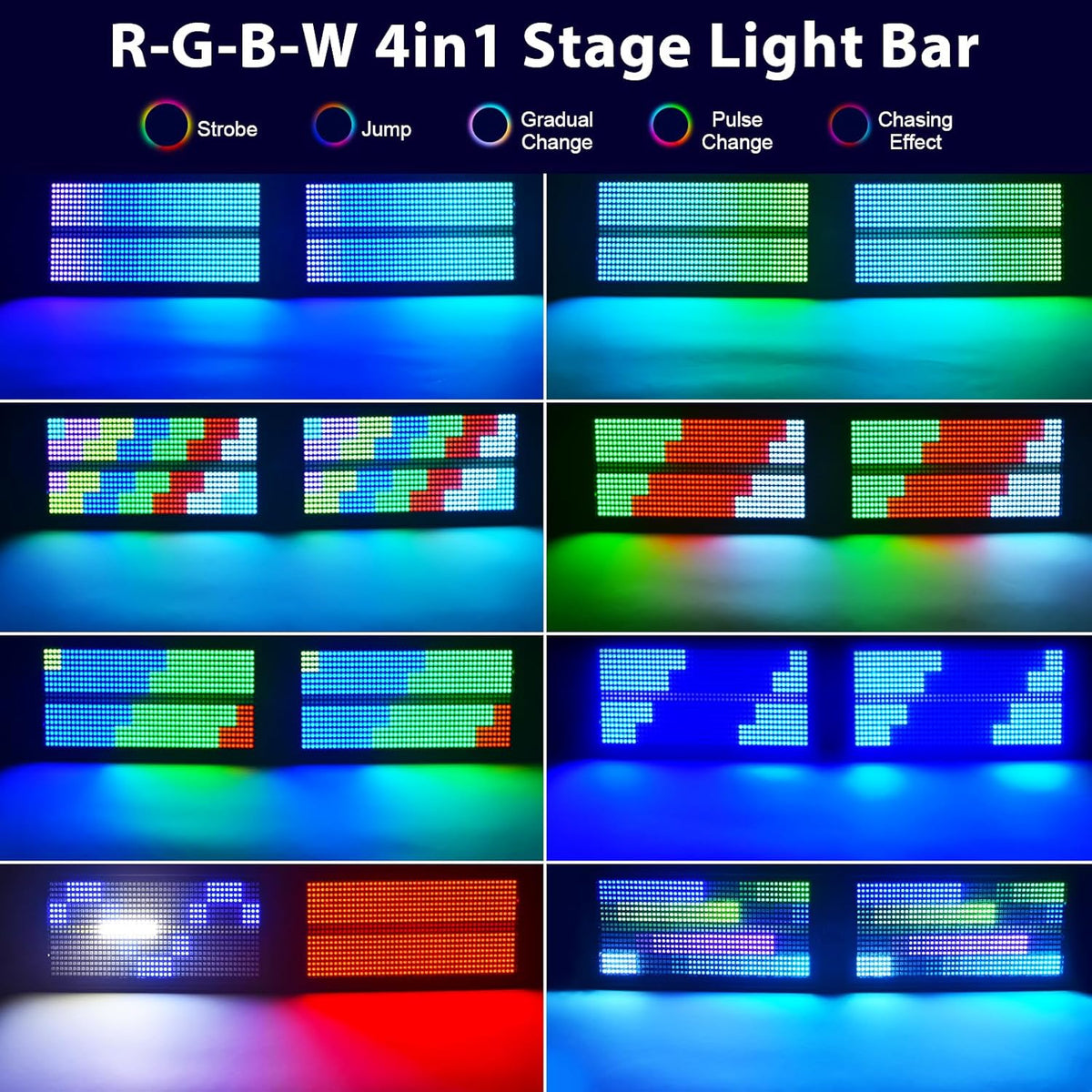 Wallwasher podiumlicht, 200 W, RGBW 768 leds, stroboscoopverlichting met DMX en geluidsactivering voor disco, DJ-bar, Kerstmis, Halloween, bruiloften
