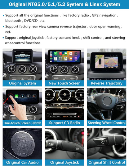 Autoradio – Auto Radio – Multimedia Radio – Inbouw Radio – Touchscreen – 12,3 Inch HD Scherm – Draadloos Apple Carplay & Android Auto – Compatibel NTG 5.0/5.1/5.2 Mercedes Benz 2015-2018