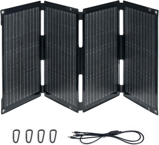 BougeRV ETFT Opvouwbaar zonnepaneel, 100 W, glasvezel 270 graden, 2 kg, draagbaar zonnepaneel met DC/USB-C/USB-A-uitgangen, draagbaar zonnepaneel met karabijnhaak, compatibel met mobiele telefoon,