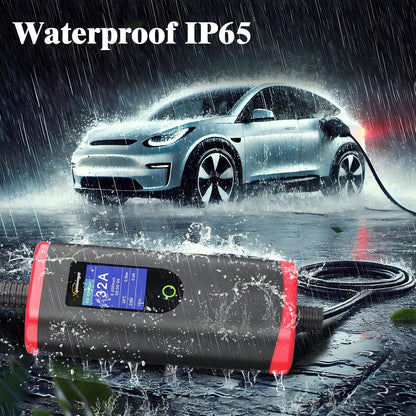 Charging Cable Type2 CEE Plug, [22kw, 32A, 3-phase, 5M], Type2 Charging Cable CEE with Adjustable Current and Digital Display, IEC62196 EV Charger for EV/PHEV