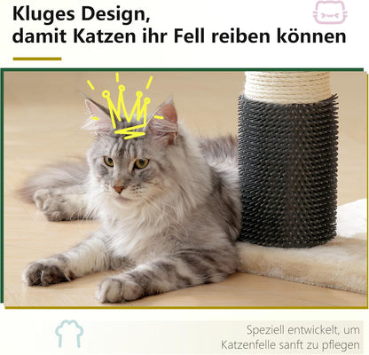Krabpaal – Kattenboom – Kattenmeubel – Krabmeubel – Krabton – Extra Groot – 168 cm Hoog – 11 cm Sisal Palen – Grote Hangmatten – Beige - QUORE