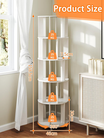 Roterende Boekenplank 360° draaibare boekenkast voor Kinderkamer Vrijstaande Roterende Boekenkast Multifunctionele Display Organizer voor Thuis Studiekamer Slaapkamer (Wit)