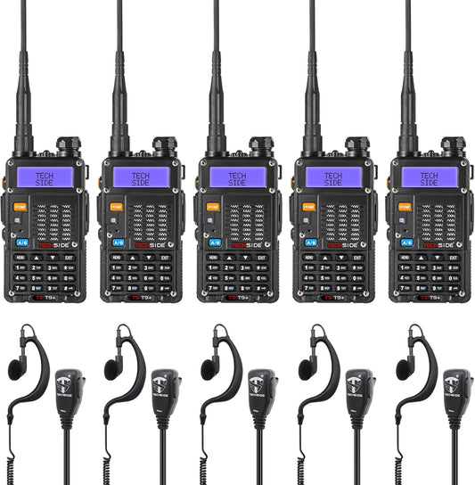 TECHSIDE Krachtige 8 W Tri-Power Radio TS-T9+ Dual Band Vhf/UHF compatibel met Baofeng vooraf geïnstalleerde kanalen Midland G9 Pro TI-F8+ PMR446 LPD SoftAir bewaking trekking | Premium Italiaanse