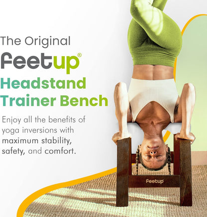 FeetUp - The Original Yoga Headstand Sofa, Vegan Handstand Trainer Bench and Stand, Strength Training Inversion Equipment for Relaxation & Strength, Includes App & Starter Kit - QUORE