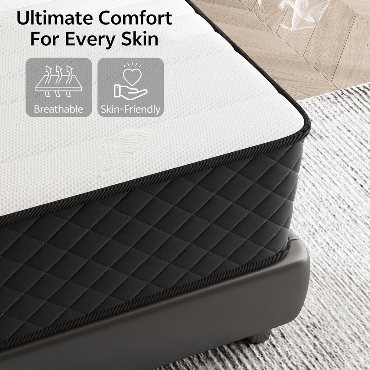 Matras 140 x 200 cm, hoogte 25 cm, Oeko-Tex-gecertificeerd, hardheidsgraad H3/H4, binnenspring hybride traagschuim matras in een doos voor ultieme ondersteuning en drukontlasting, 140 x 200 x