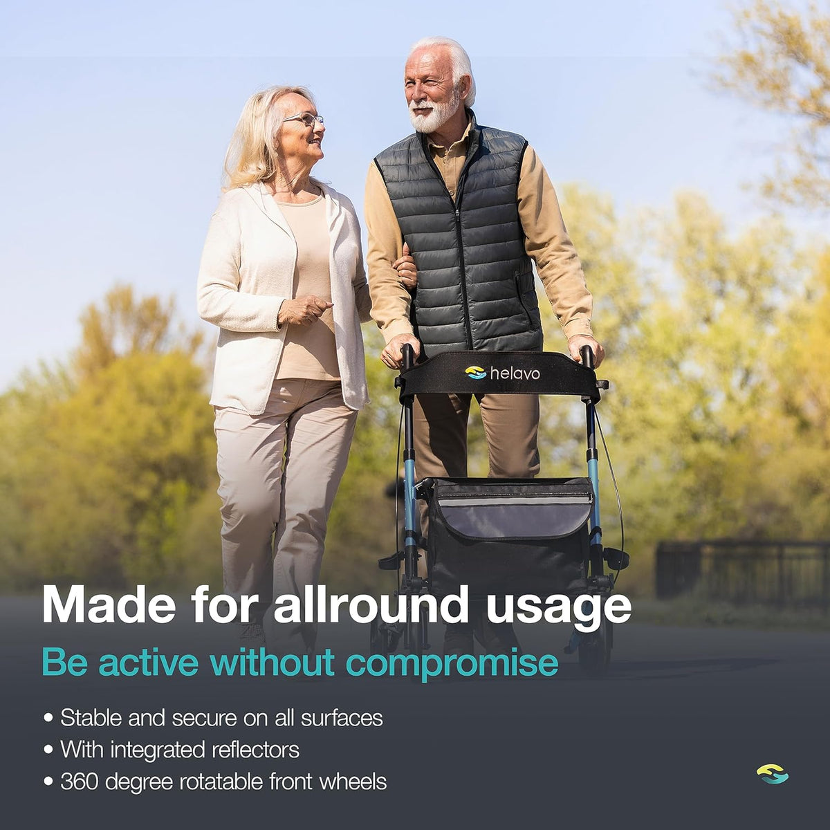 Helavo opvouwbare premium rollator - Lichtgewicht aluminium - Maximale mobiliteit binnen en buiten