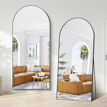 Staande Spiegel – Grote Spiegel – Full Body Spiegel – Wandspiegel – Boogvormige Spiegel – 192 x 85 cm – Aluminium Frame – Explosiebestendig Glas