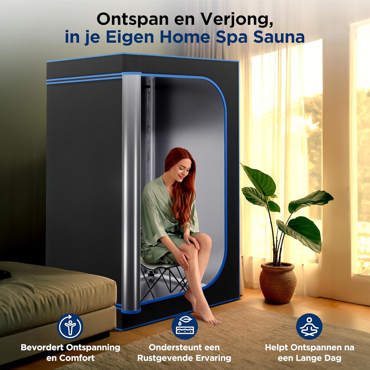 SereneLife Portable Sauna for Home Infrared Sauna Tent with Heated Foot Cushion and Foldable Chair-Sauna Box - Compact Personal Detox Sauna Remote Control for Home Spa, 90 x 180cm-Black - QUORE