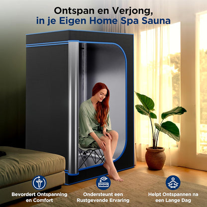 SereneLife Portable Sauna for Home Infrared Sauna Tent with Heated Foot Cushion and Foldable Chair-Sauna Box - Compact Personal Detox Sauna Remote Control for Home Spa, 90 x 180cm-Black - QUORE