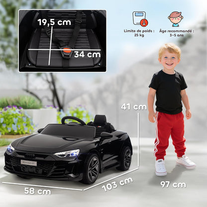 HOMCOM Elektrische auto kinderen 12 V – afstandsbediening voor ouders – V max. 5 km/u – geluidseffecten – Audi RS E-tron GT zwart