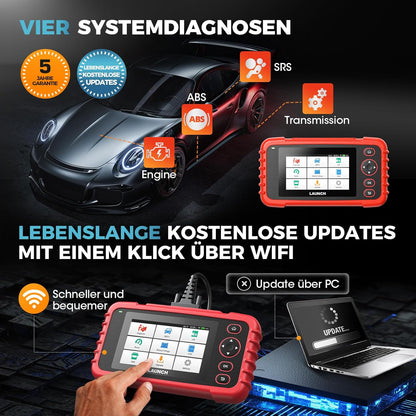 Launch CRP123X OBD2-autodiagnoseapparaat, professioneel diagnoseapparaat voor motortransmissie, ABS, SRS, met AutoVIN-service, wifi-updates, met SAS-kalibratie, gasklepreset, oliereset